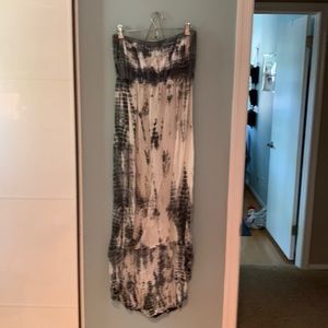 Hard tail M sleeveless hi/low dress in beautiful grey and cream tie dye